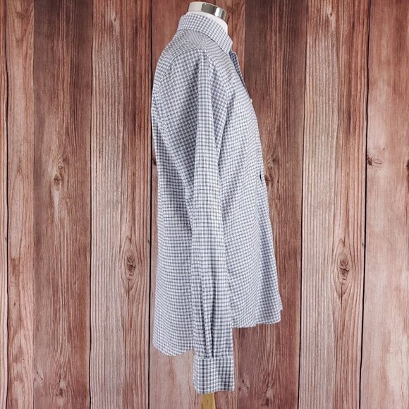 Suitsupply Mens Size 16.5L 42-7 Traveller Slim Fit LS Button Up Shirt White Blue - Picture 4 of 16